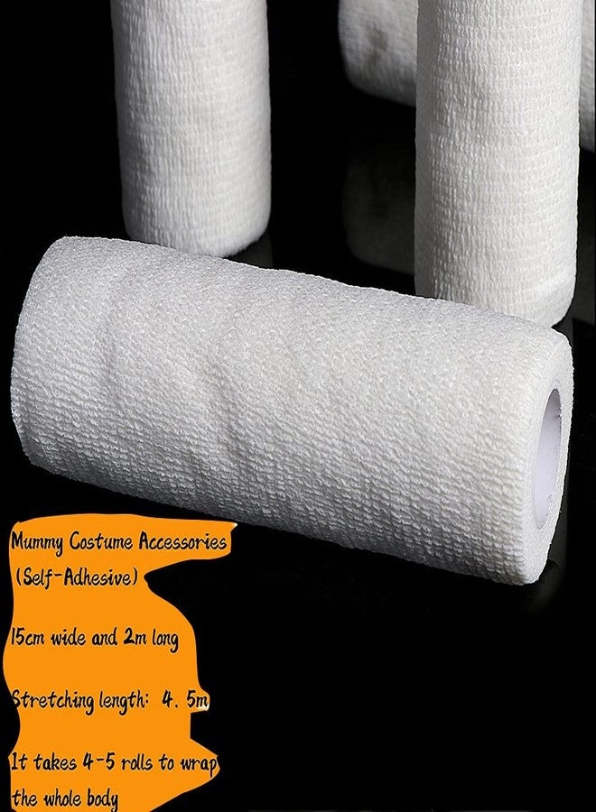 Furimuk 2 Rolls Halloween Mummy Bandage Wrap for Party Photo, Zombie Self Adhesive Gauze Bandage Roll for Cosplay Costume Wrap, Party Photography Props - Image 2